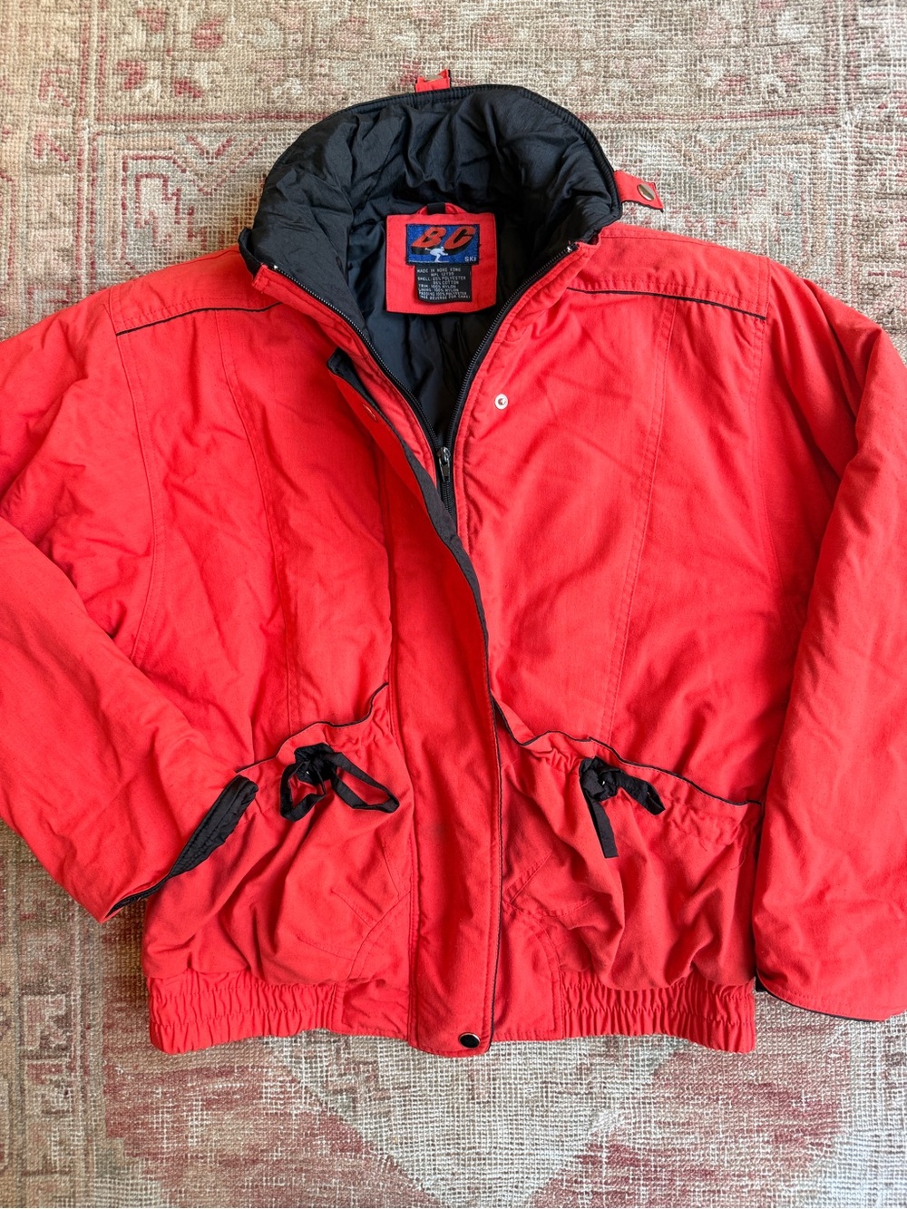 Vintage Red Ski Jacket with Black Interior Trim